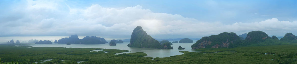 Panoramic view of mountain against cloudy sky