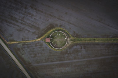 High angle view of bicycle on road