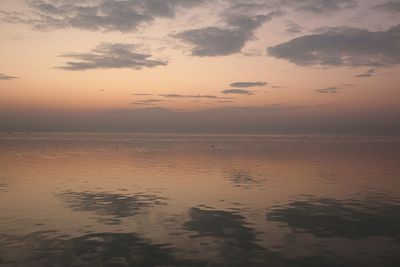 View of calm sea at sunset