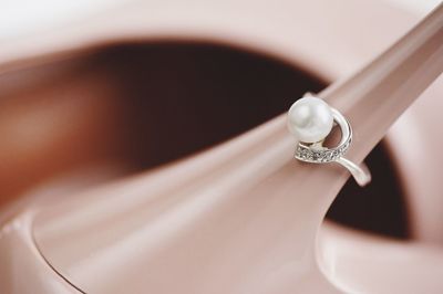 High angle close-up of wedding ring