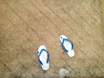 High angle view of shoes