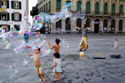 Woman walking in city