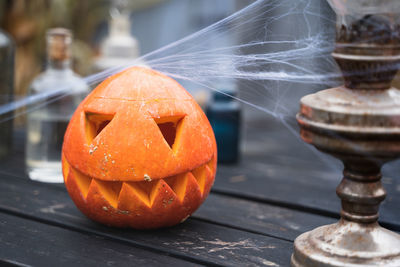 Close-up of pumpkin on table