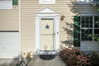 Closed door of building