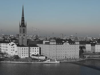 View of beach against sky in city