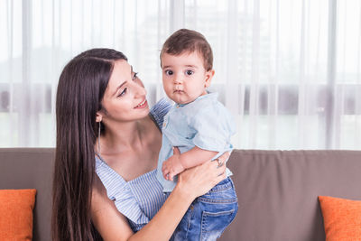 Mother and daughter at home