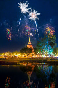 Firework display at night