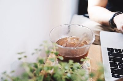 Close-up of coffee cup on table