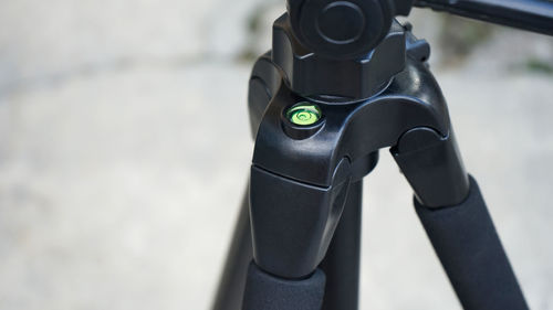 High angle view of camera on bicycle