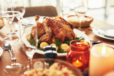 Close-up of food on table