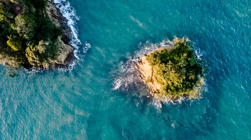 Aerial view of island amidst sea