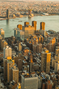 High angle view of buildings in city