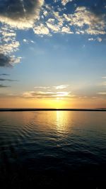 Scenic view of sea at sunset