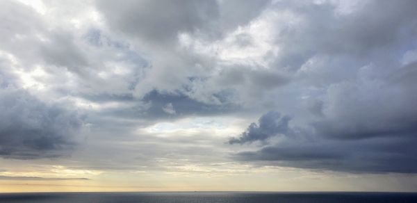 Scenic view of sea against dramatic sky