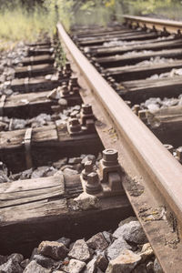 Close-up of railroad track