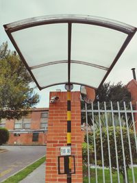 Low angle view of basketball hoop against sky