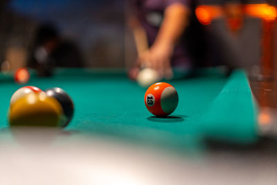 Pool ball on table