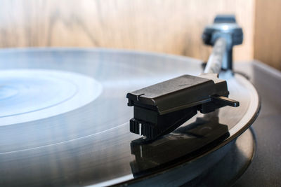 Close-up of turntable