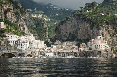 The seaside village of atrani overlooking the tyrrhenian sea, on the amalfi coast, italy