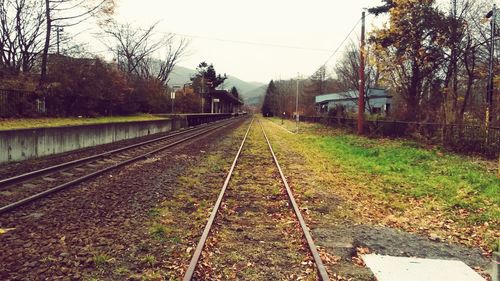 Railroad tracks on railroad track