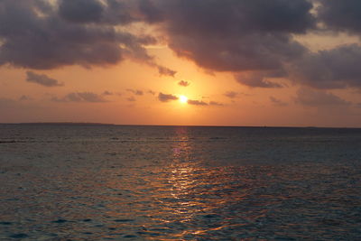 Scenic view of sea at sunset