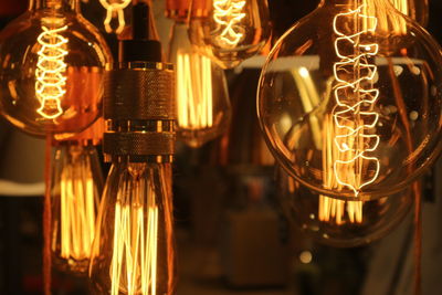 Close-up of illuminated light bulb