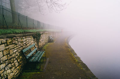 Scenic view of landscape in foggy weather