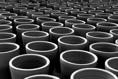 Full frame shot of pottery at market stall