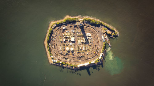 High angle view of island in ocean