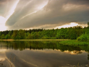 Scenic view of lake against sky