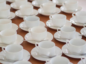 Coffee cups on table