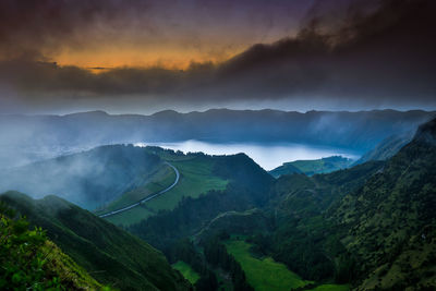 Scenic view of mountains against sky