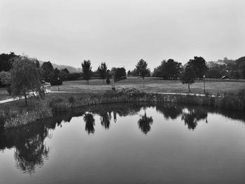 Reflection of trees in lake