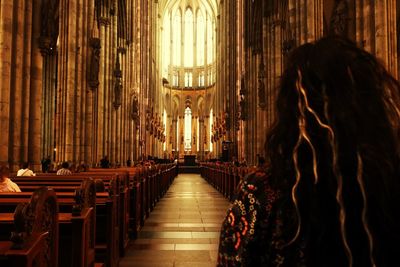 Rear view of people in church