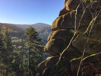 Scenic view of mountains against clear sky