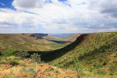 Scenic view of landscape against cloudy sky