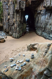 Rock formation on beach