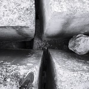 High angle view of water on rock