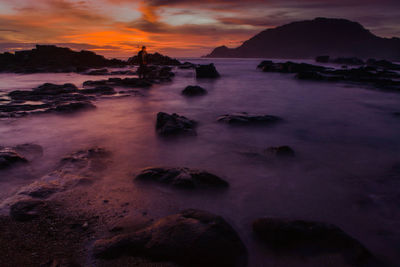 Scenic view of sea against sky during sunset