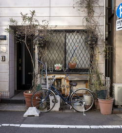 Bicycle parked on street