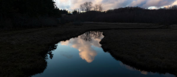 Scenic view of lake against sky