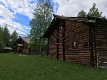 House on field against sky