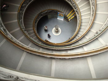 High angle view of spiral staircase in museum