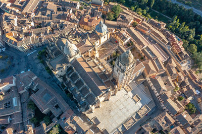 High angle view of buildings in city