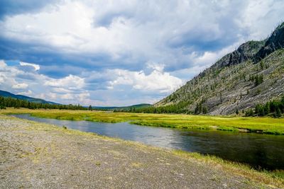 Scenic view of lake against sky