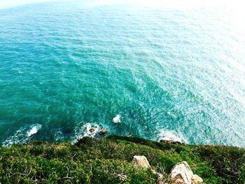 High angle view of beach