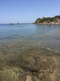 Scenic view of sea against clear sky