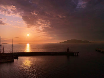 Scenic view of sea against sky during sunset