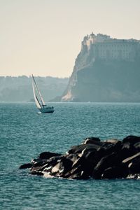 Scenic view of boats in sea