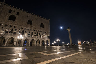 Illuminated building at night